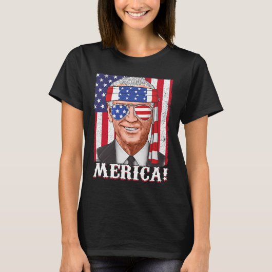 T-shirt Drapeau 4 juillet Joe Biden Merica USA (Devant)
