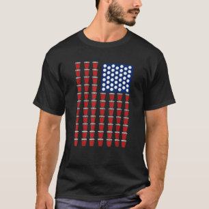 T-shirt Drapeau 4 juillet Red Solo Cup Beer Pong USA