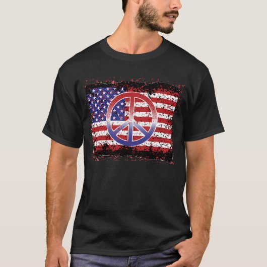 T-shirt Drapeau 91200 des USA de paix d'OBAMA (Devant)