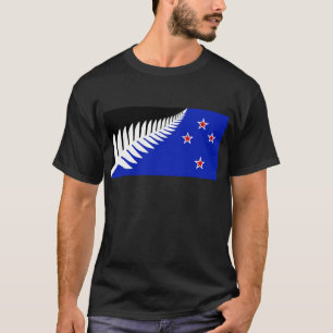 T-shirt Drapeau à fougère argentée de Nouvelle-Zélande