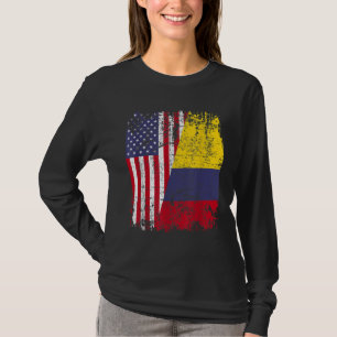 T-shirt Drapeau à moitié américain COLOMBIE RACINE COLOMBI