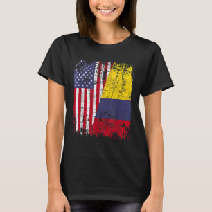 T-shirt Drapeau à moitié américain COLOMBIE RACINE COLOMBI