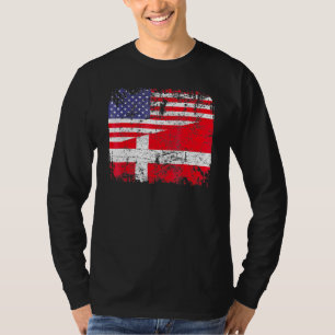 T-shirt Drapeau à moitié américain Danemark Patriotique