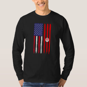 T-shirt Drapeau à moitié américain des racines tunisiennes
