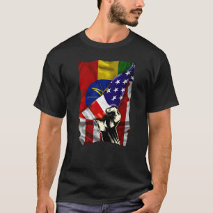 T-shirt Drapeau à moitié américain Éthiopie RACINES USA Dr