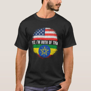 T-shirt Drapeau à moitié américain Ethiopien USA Ethiopie