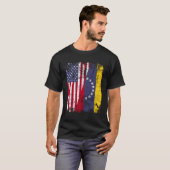 T-shirt Drapeau à moitié américain Venezuela (Devant entier)