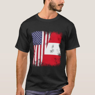 T-shirt Drapeau à moitié péruvien Vintage Pérou Usa Cadeau