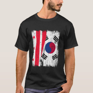 T-shirt Drapeau à moitié Washington D.C. Corée du Sud