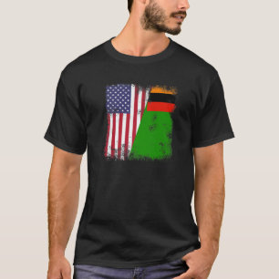 T-shirt Drapeau à moitié zambien  Vintage Zambie USA Cad