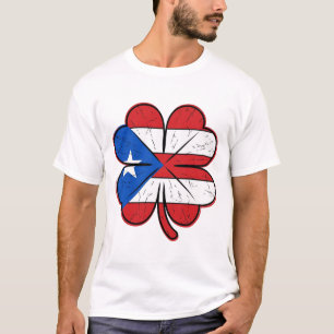 T-shirt Drapeau à trèfle de Porto Rico Gravure vintage vec