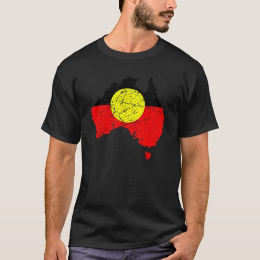 T-shirt Drapeau aborigène Australie Terrain Grunge Toujour (Devant)