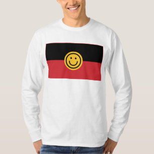 T-shirt Drapeau aborigène australien avec visage sourire