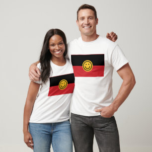 T-shirt Drapeau aborigène australien avec visage sourire