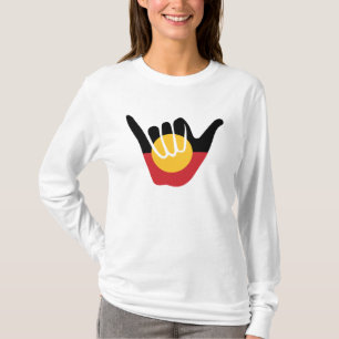 T-shirt Drapeau aborigène australien signe Shaka pendaison