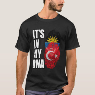 T-shirt Drapeau Adn Patrimoine Turc Et Antiguan