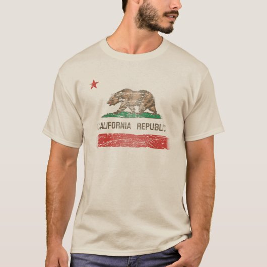 T-shirt Drapeau affligé de République de la Californie (Devant)
