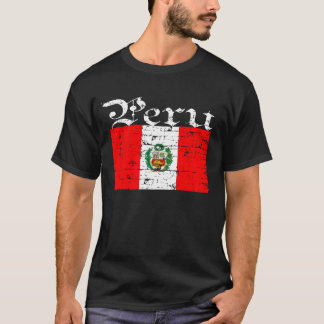 T-shirt Drapeau affligé par Péruviens