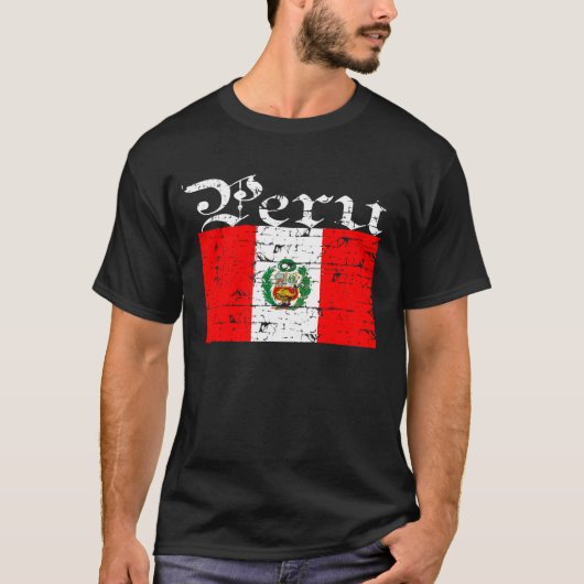 T-shirt Drapeau affligé par Péruviens (Devant)