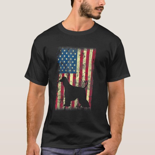 T-shirt Drapeau afghan Hound Dog américain 4 juillet anima (Devant)