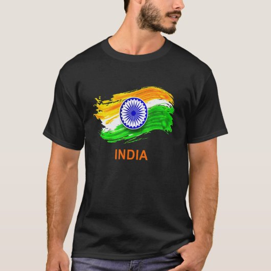 T-shirt Drapeau agité d'Inde Bharat Indien (Devant)