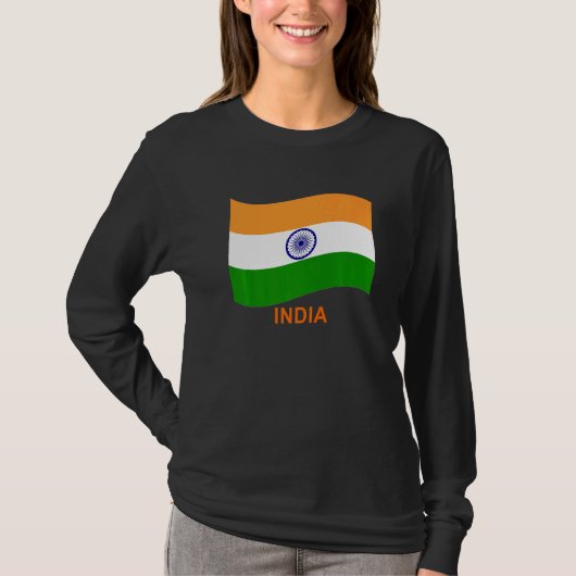 T-shirt Drapeau agité indien Bharat d'Inde (Devant)
