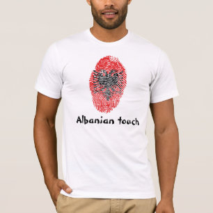T-shirt Drapeau albanais d'empreinte digitale de contact