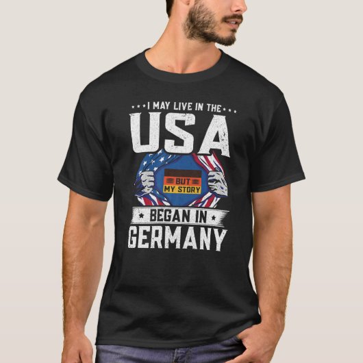 T-shirt Drapeau Allemand Américain Mon Histoire A Commencé (Devant)