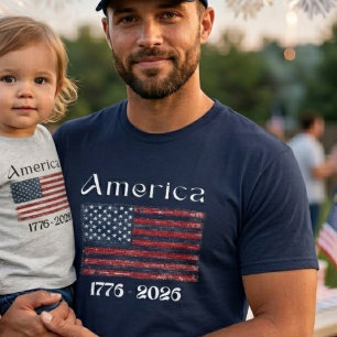 T-shirt Drapeau américain 1776 à 2026 États-Unis 250 ans A