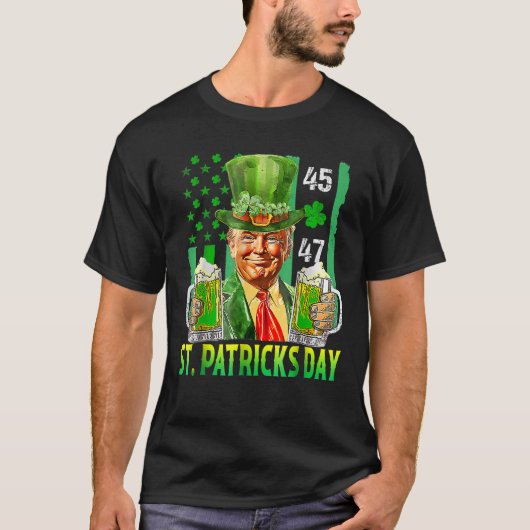 T-shirt Drapeau américain 2025 Jour de la St Patrick Vinta (Devant)
