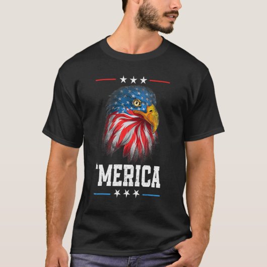 T-shirt Drapeau américain 4 juillet 'Amérique Bald Eagle U (Devant)