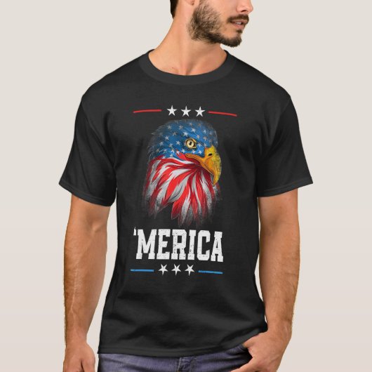 T-shirt Drapeau américain 4 juillet 'Amérique Bald Eagle U (Devant)