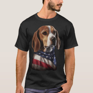T-shirt Drapeau américain 4 juillet Chien Beagle patriotiq