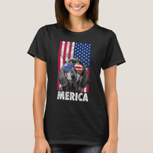 T-shirt Drapeau américain 4 juillet Dachshund Doxie Ween