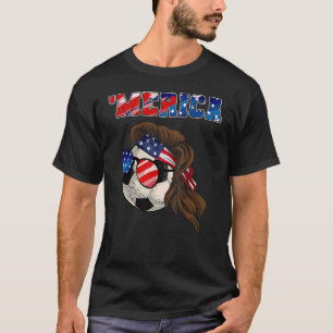 T-shirt Drapeau américain 4 juillet football Mullet Merica