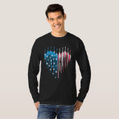 T-shirt Drapeau américain 4 juillet Guitare Heart (Devant entier)