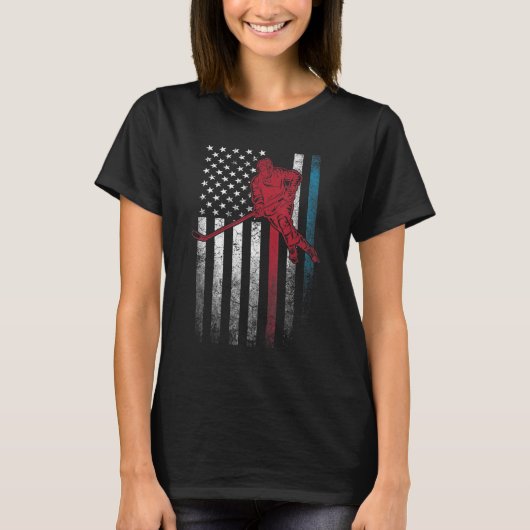T-shirt Drapeau américain 4 juillet Hockey Stick M (Devant)