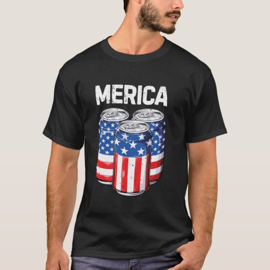 T-shirt Drapeau américain 4 juillet Hommes Femmes Merica U (Devant)