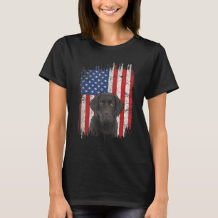 T-shirt Drapeau américain 4 juillet Labrador Choco patriot