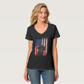 T-shirt Drapeau américain 4 juillet Labrador Choco patriot (Devant entier)