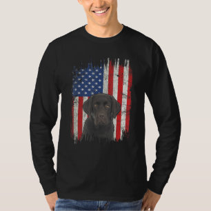 T-shirt Drapeau américain 4 juillet Labrador Choco patriot