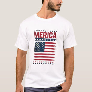 T-shirt Drapeau Américain 4 Juillet Merica