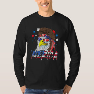 T-shirt Drapeau américain 4 juillet Merica Eagle Mullet