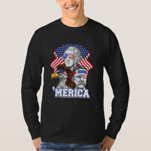 T-shirt Drapeau américain 4 juillet Merica Washington Roos