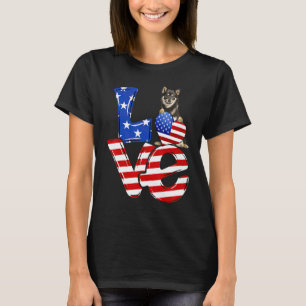 T-shirt Drapeau américain 4 juillet Patriotic Love Shiba
