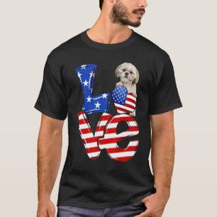 T-shirt Drapeau américain 4 juillet Patriotic Love Shih Tz