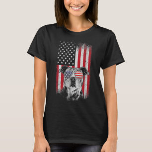 T-shirt Drapeau américain 4 juillet Pitbull Papa Maman