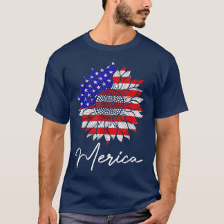 T-shirt Drapeau américain 4 juillet quatrième tournesol US