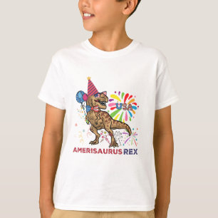 T-shirt Drapeau américain 4 juillet T Rex Dinosaur Amerisa