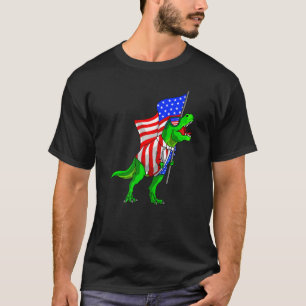 T-shirt Drapeau américain 4 juillet Tyrannosaurus Dinosaur